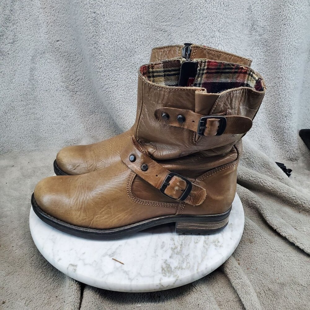 Tamaris Shoes Womens EU 38 US 7 Brown Leather Buckle Strap Mid Boots *Read*